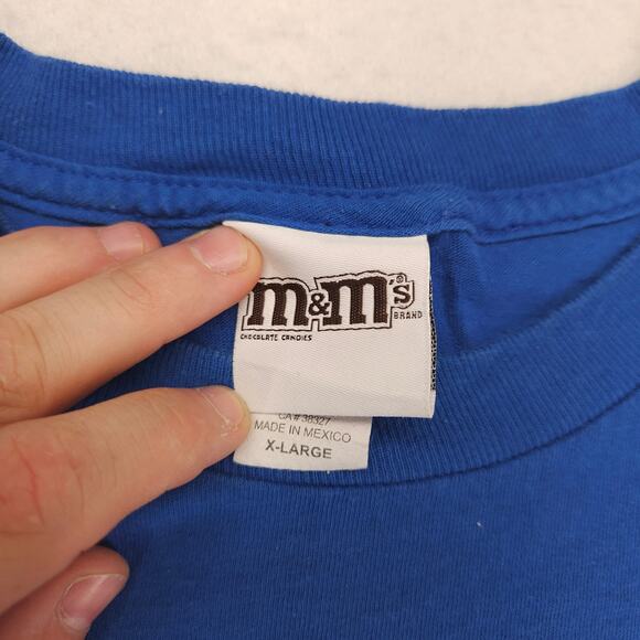 M&Ms Graphic Casual Short Sleeve Crew Neck T Shirt Mens Size Extra Large XL Blue - Picture 3 of 9